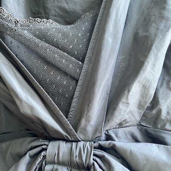 Zara - small - black statement top - peplum with inner mesh polka dot tank & bow - Picture 2 of 6